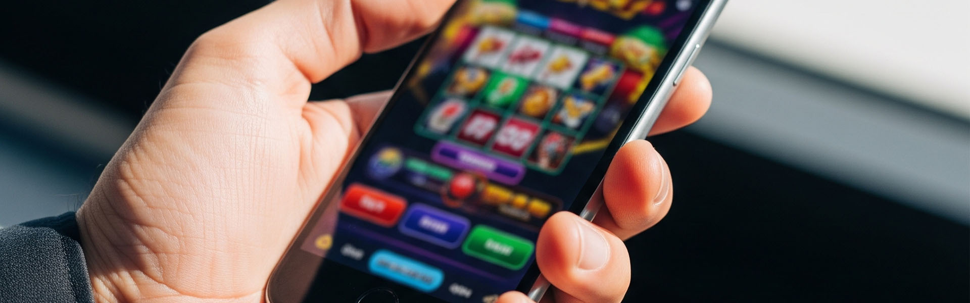 Person holding a phone with mobile casino.