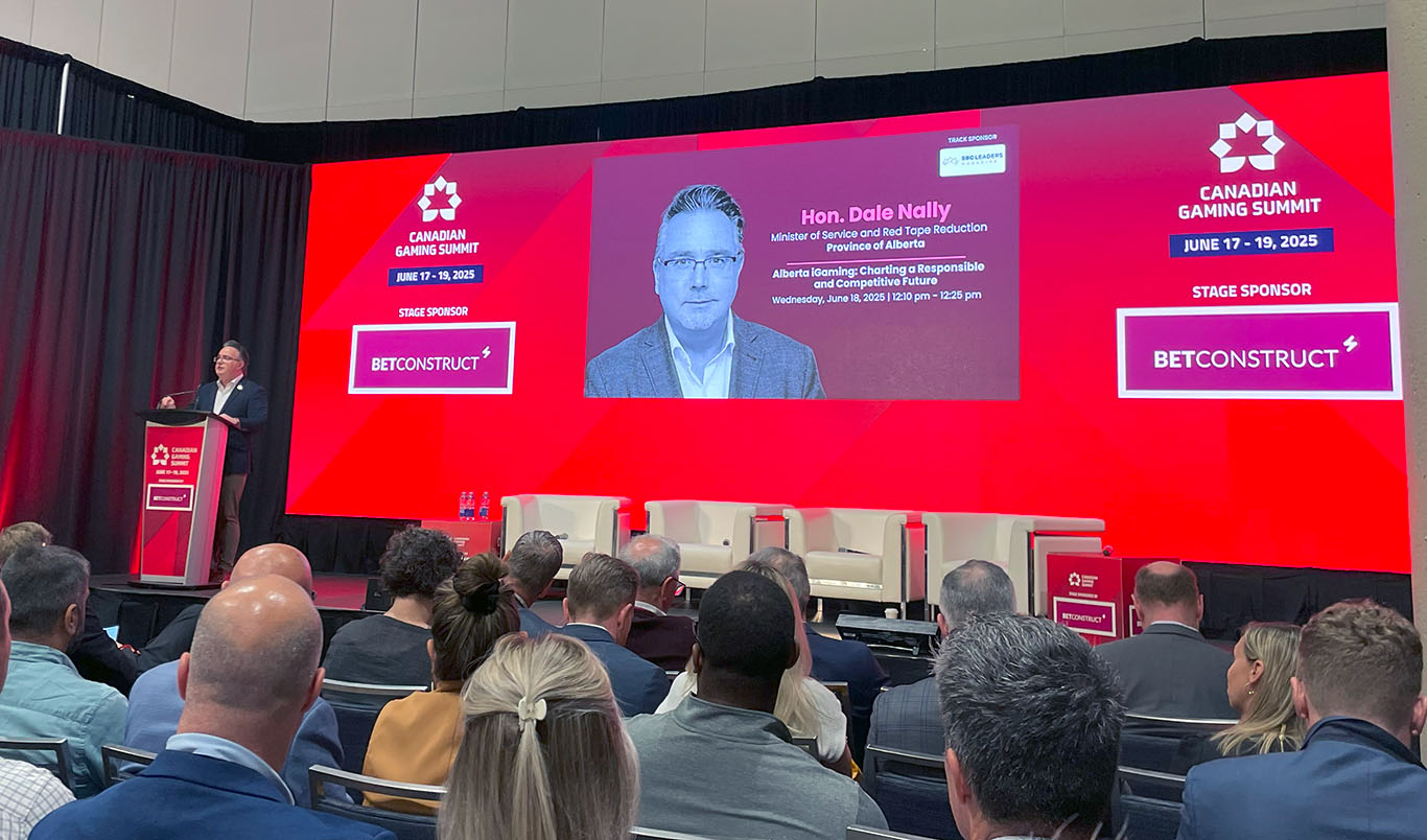 Minister Dale Nally speaking at the 2025 Canadian Gaming Conference.