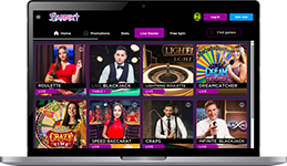 Laptop computer showing Stardust Online Casino New Jersey.