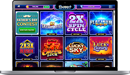 Laptop computer showing Stardust Social Casino.