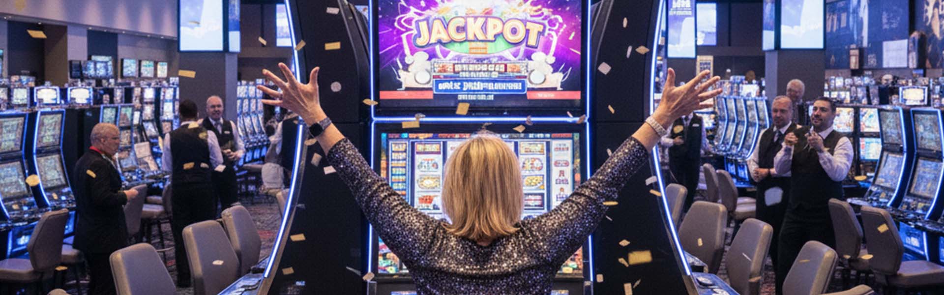 Casino customer celebrating a big win.